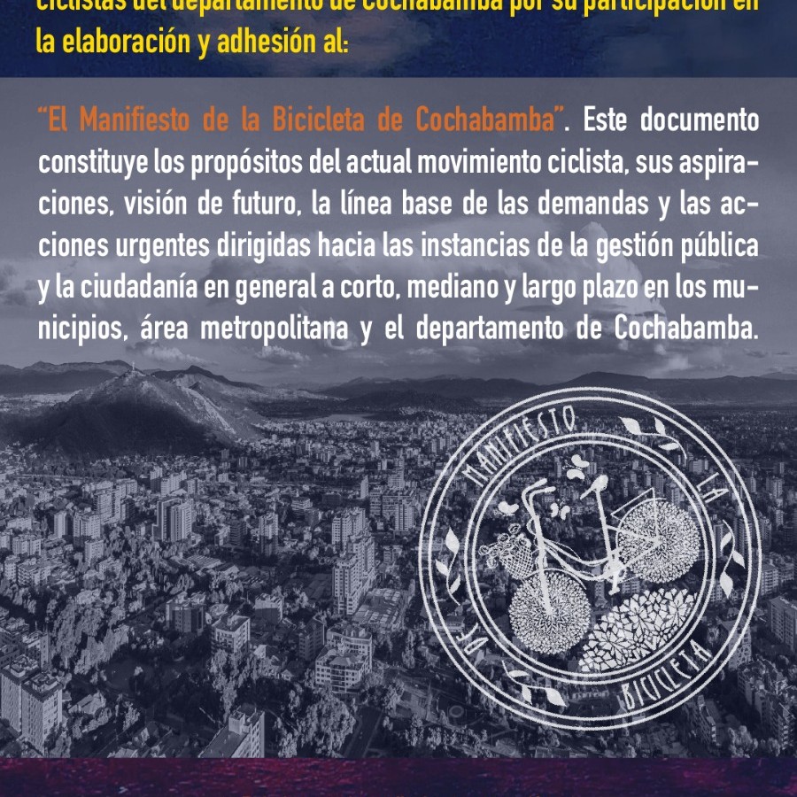 Adhesión y difusión del “Manifiesto de la bicicleta de Cochabamba”